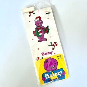 SOLD Vintage ‘90’s Barney & Friends Girls Tights White Size 7-10 Christmas NEW